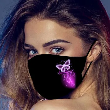 

5PCS Butterfly Printed Adult Face Mask Breathable Washable Fabric Masks Reusable Black Mouth Cover Mascherina Lavabile Masque