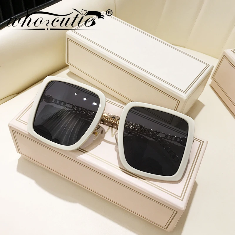 

Stylish Green Lens Oversized Sunglasses Women Brand Designer Shades Eyewear Square Metal Frame Sun Glasses Female Oculos UV400