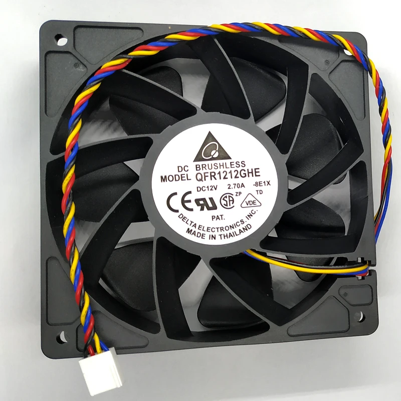 

Original DELTA QFR1212GHE 12V 2.7A 12cm 12038 120*120*38mm 4-wire PWM Speed Control for Bitcoin Miner cooling fan
