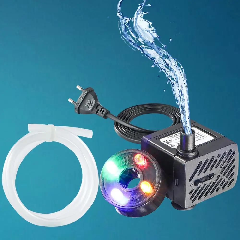 Minibomba de agua con luz LED sumergible, fuente de agua para exteriores, decoración para el hogar