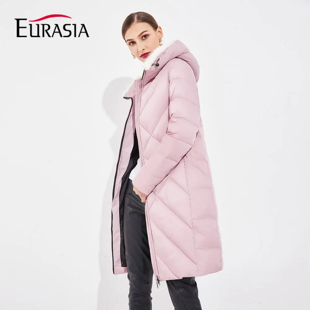 EURASIA/ Новое поступление женских зимних пальто, Толстая куртка из натурального меха норки, офисные женские модные длинные парки, одежда синего цвета, YD1893