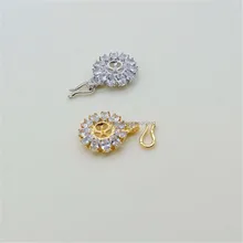 

DIY pearl jewelry accessories necklace sweater chain single layer zircon mountain Camellia buckle copper plating 18K