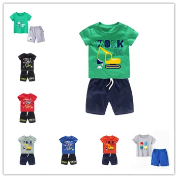 

VIDMID summer Baby Boy Clothes Cotton suits Boys Cartoon Printed Tops + shorts baby boys clothing Outfits Suits Sets 4018