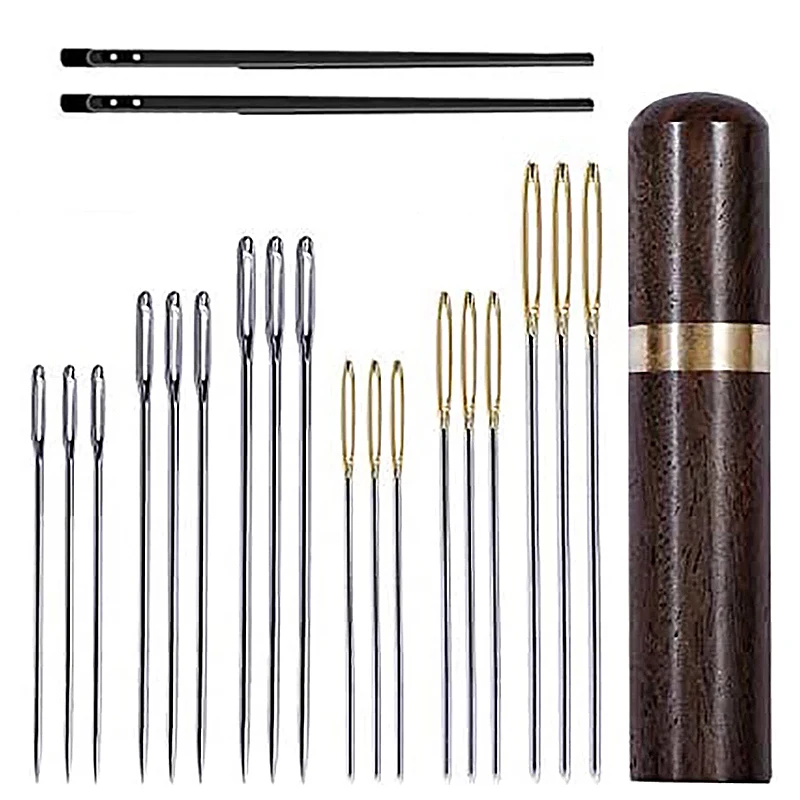 

LMDZ 21pcs Leather Crafts Needles Kit 18 Pcs Large Eye Needles with 2 Pcs Lacing Needles 1 Pcs Sewing Needle Case for Leather