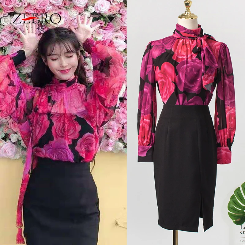 Корейский весенний женский комплект из 2 предметов Женский цветочный принт