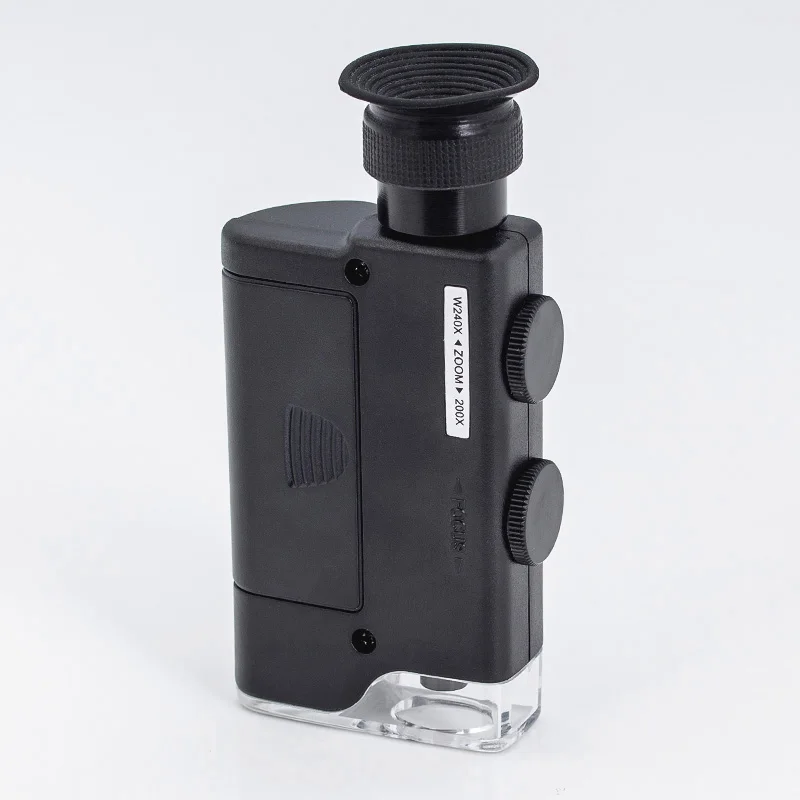

Pocket 200X~240X Handheld LED Lamp Light Zoom Magnifier Mini Portable Microscope Magnifying Glass Pocket Lens