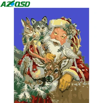 

AZQSD Painting By Numbers Santa Claus DIY Unframe Home Decoration Abstract Art Coloring By Numbers Cartoon Christmas Gift