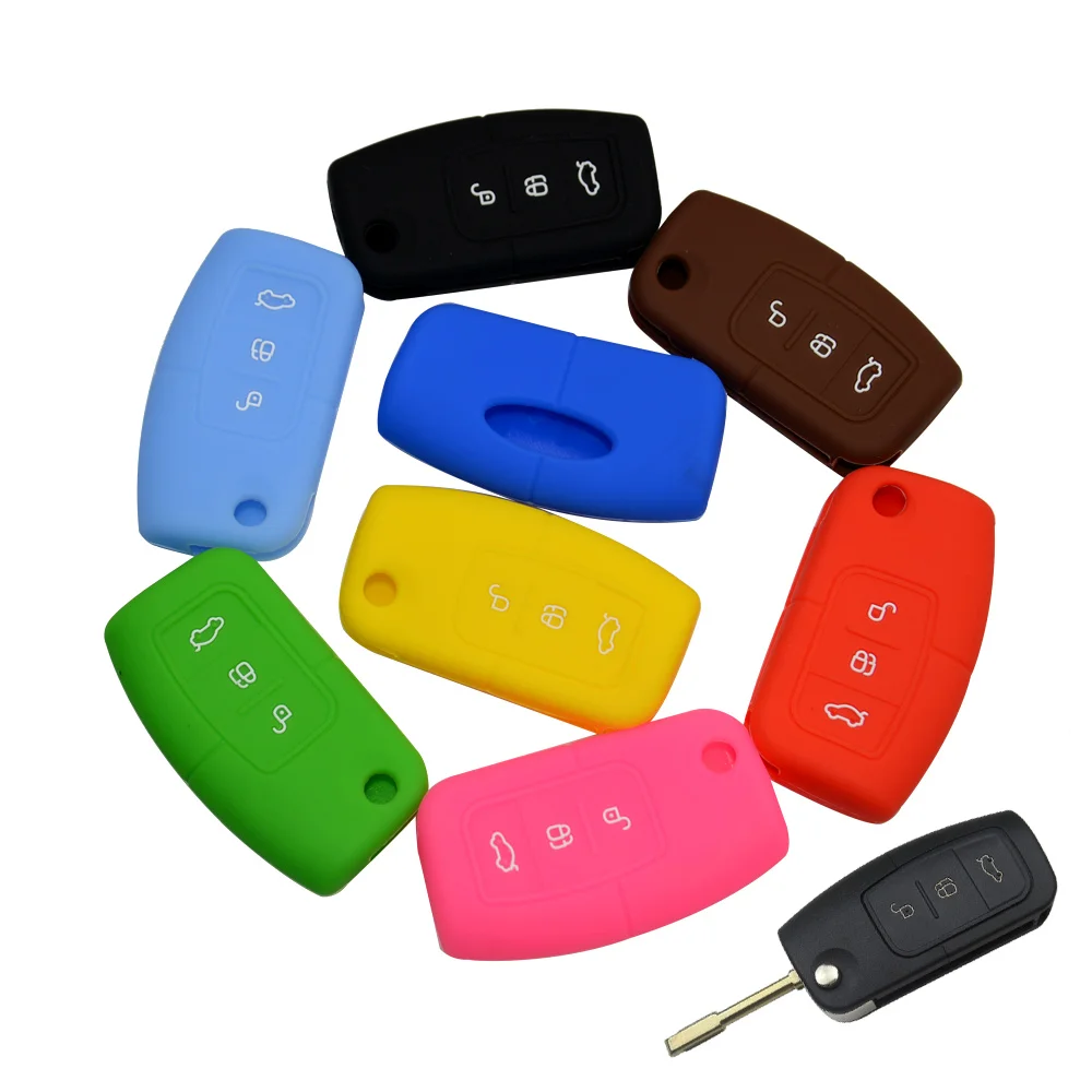 Keyforkesscustodia protettiva per chiave a distanza in Silicone per Ford Focus Mondeo 2 3 XR6 Fiesta Max Ecosport Kuga Escape 3 Button Case Shell - Hcce53b98526249af982ec821df136c42o