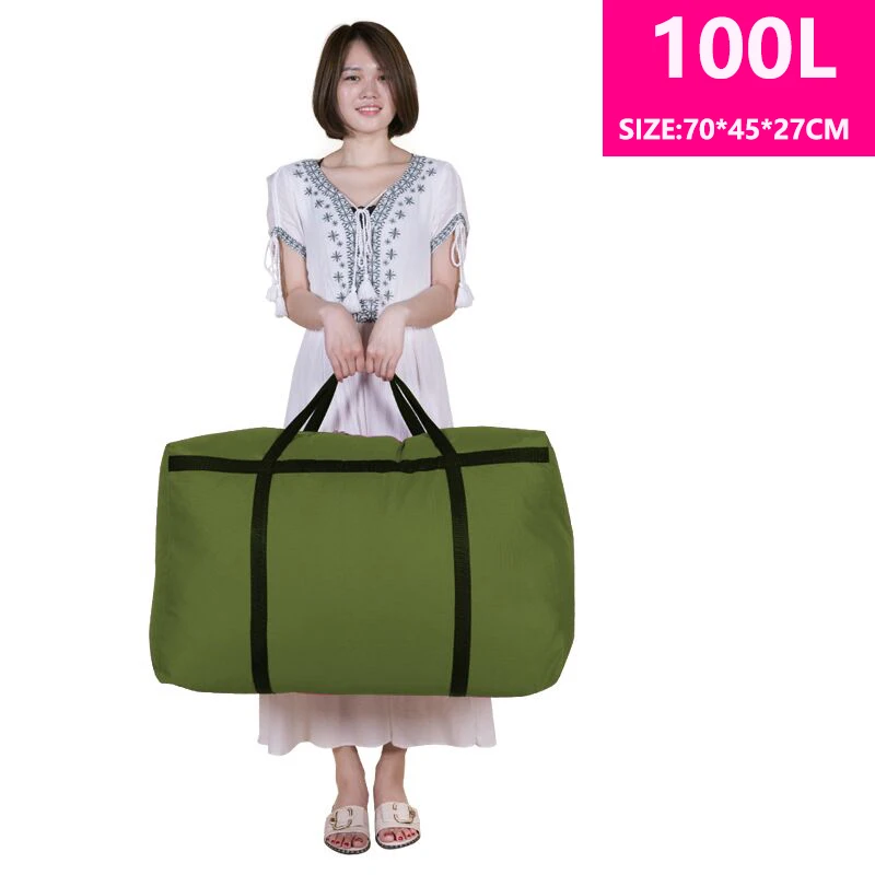 ArmyGreen 100L Большая вместительная холщовая переносная сумка для хранения багажа, очень большая мужская дорожная сумка, большая сумка - Цвет: ArmyGreen 100L