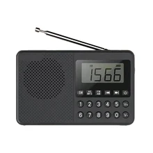 Portable FM/AM/SW Radio Media Speaker MP3 Music Player Support TF Card with LED Screen Display and Large Ailicone Key(Black