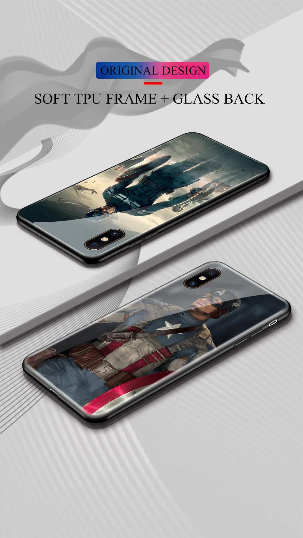 Для Xiao mi 8 чехол для телефона из закаленного стекла Капитан Америка для mi x 2s 3 чехол для DIY Xiao mi max 3 mi 8 LITE mi 5 9 SE Red mi Note 5 6 7