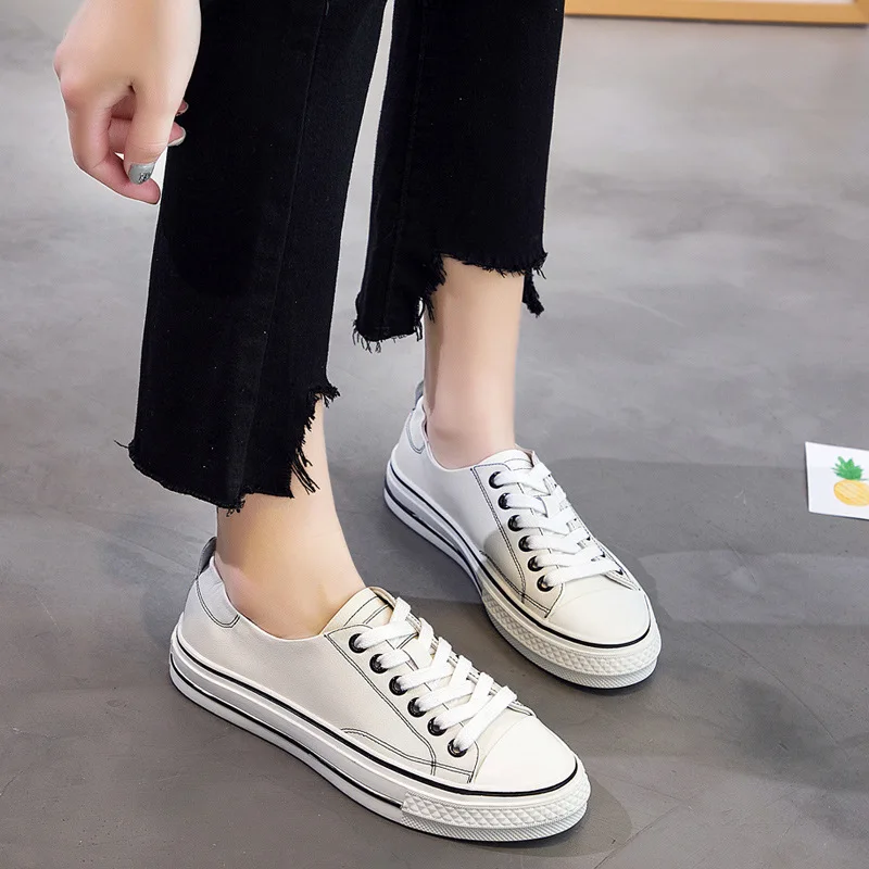 

Shoes Women's 2019 Summer New Style Low-top Shoes Classic Style Canvas Shoes Korean-style Versatile Casual Shoes round White Sho