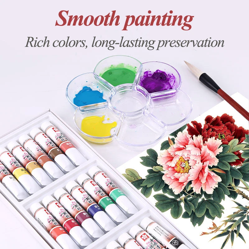 SAKURA 12/18/24 Colors Chinese Painting Pigments Set Painting Drawing Tools For Artist Students Art School Supplies Stationery