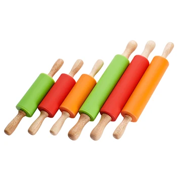 

Cake Board Rolling Pin Baking Tools for Pizza Silicone Wooden Roller Non Stick Rolling Pin Patisserie Kitchen Bakeware DB60GMZ