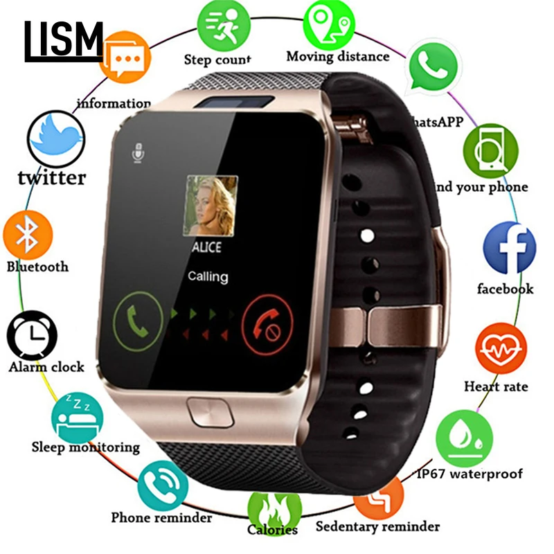 LISM Bluetooth смарт-телефон часы последние DZ09 Bluetooth Смарт-часы камера SIM слот для huawei Xiaomi samsung/Android телефон