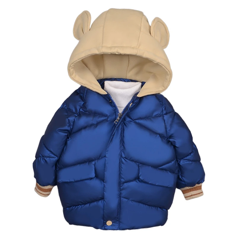 Kids Winter Jacket Baby Girls Solid Hoodie Bear Ears Cute Warm Jackets Girl Boy Cotton Coat with Ho