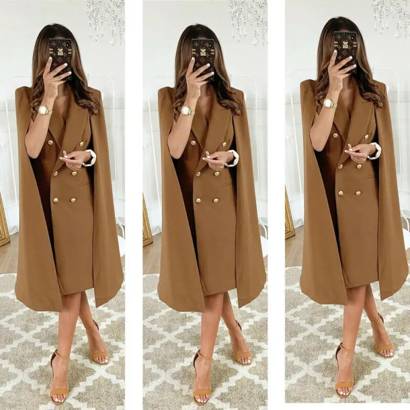 S-XL, Длинный блейзер, Женская куртка, костюмы с плащом размера плюс, ветровка, пончо, Тренч, шаль, накидка, плащ-манто, ветровка с разрезом, верхняя одежда
