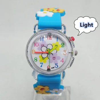 

3D Flowers LED Flash Light Child Boy Girl Clock Kids Watches Electronic Colorful Light Source Baby Birthday Gift Children Watch