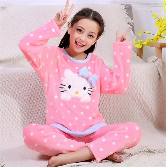 Fashion Pajamas for Children Cartoon Flannel Girls Sleepwear Kids Casual Clothes Warm Boys Pyjamas Set Christmas Gift for Kids