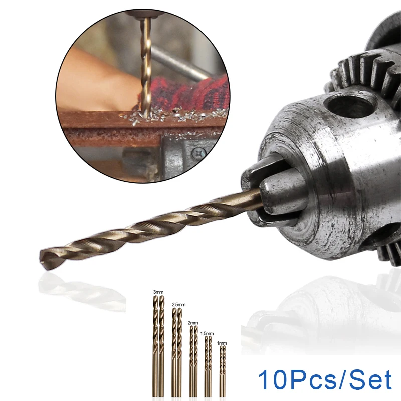 

10Pcs/Set HSS-Co M35 Twist Drill Bits Set High Speed Steel For Dremel Rotary Power Drilling Tools Accessoires 1/1.5/2/2.5/3mm