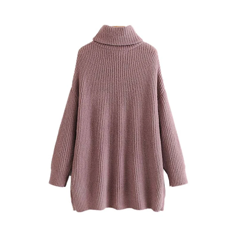 Винтажный Стильный теплый толстый водолазка вязаный свитер большого размера для женщин мода длинный рукав свободные пуловеры Повседневный пуловер Femme