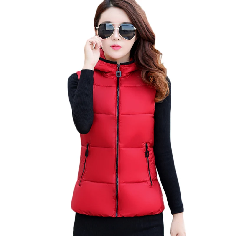 Autumn Winter New Cotton Vest Jacket Women Korean Students Thick Waistcoat Plus size Womens Casual Hooded Down cotton Vests 933 | Женская