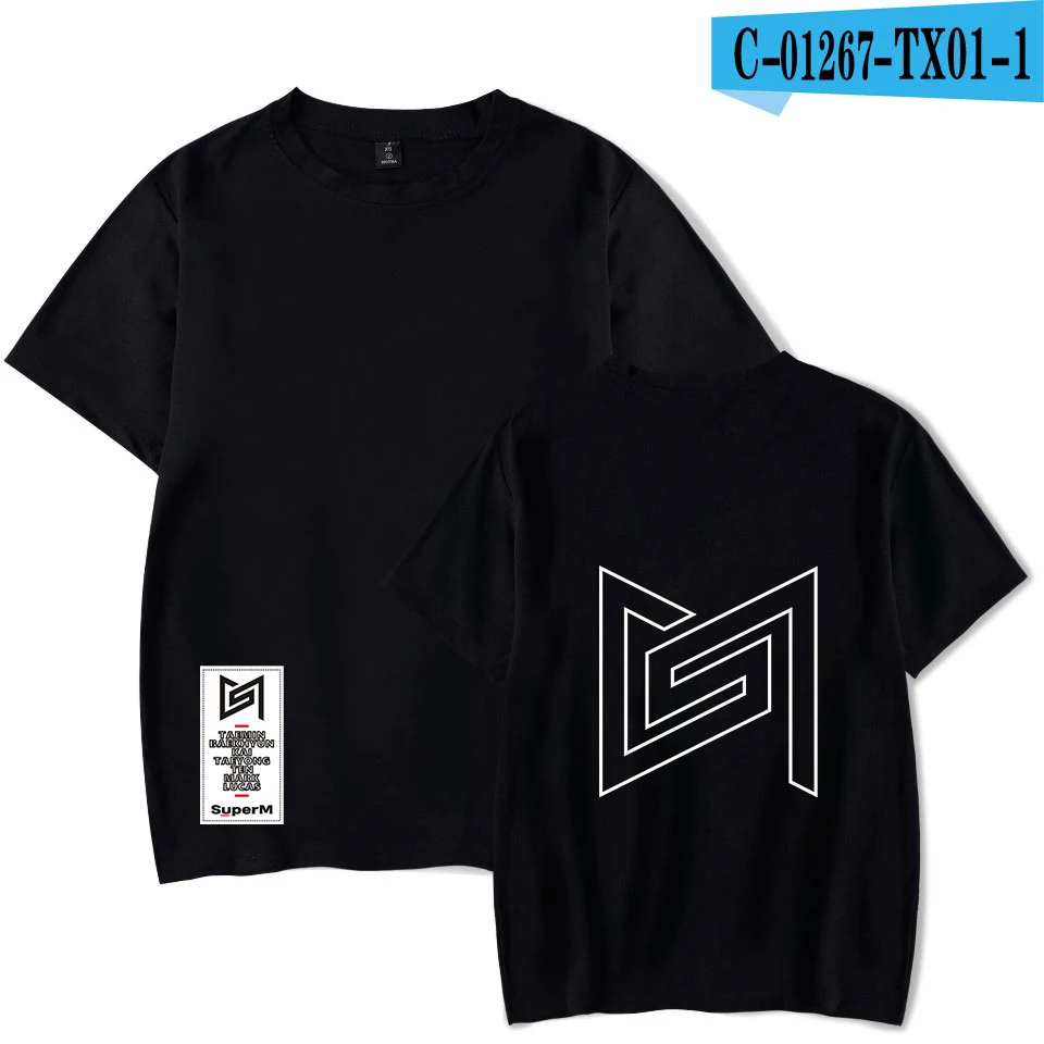 SuperM Vogue, футболка, официальный стиль, женская футболка, Ulzzang Harajuku Kpop SuperM, короткий рукав, графическая футболка, летний топ - Цвет: black