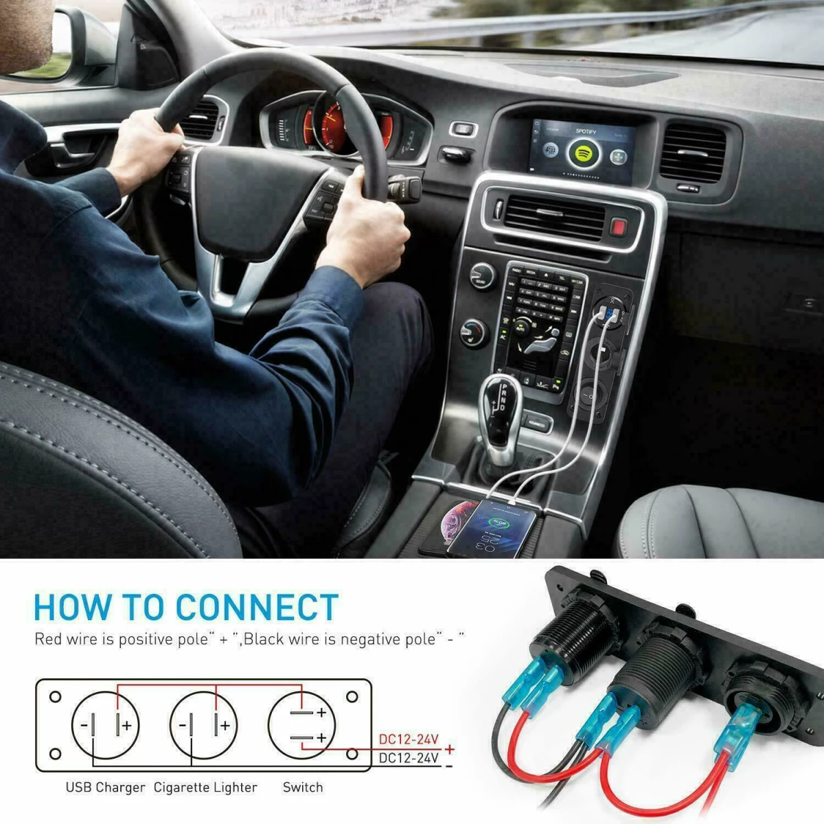 DC12V-24V розетка для автомобильного прикуривателя двойной USB зарядное устройство переключатель вольтметра зарядное устройство адаптер питания розетка аксессуары