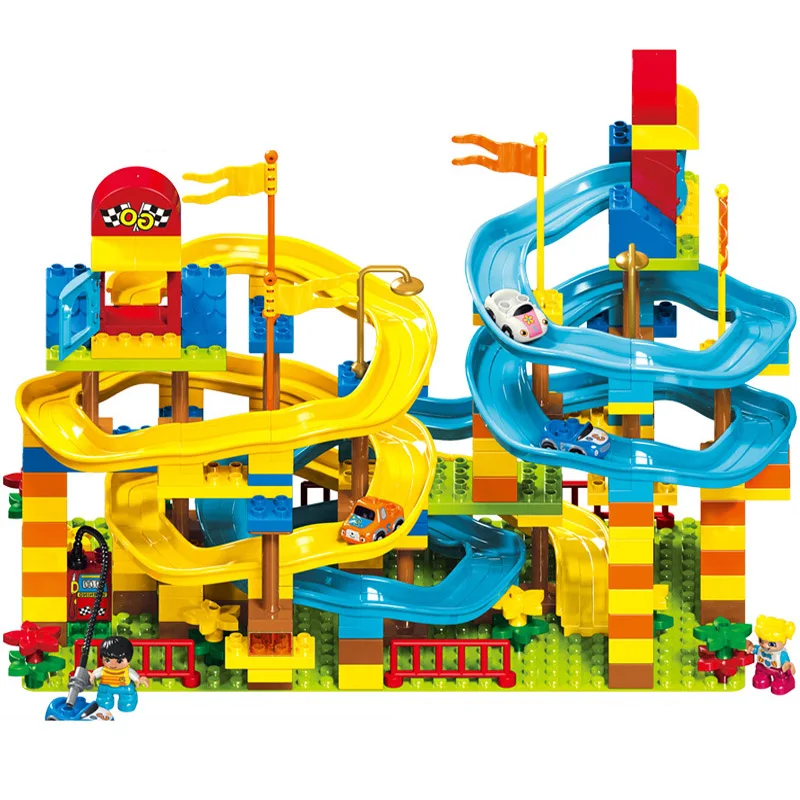 

195pcs Plastic Big Size Marble Race Run Slide Track Building Blocks Set Kids Educational Assemble Toys for Children Gifts