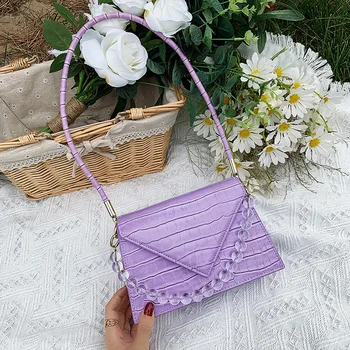 

WOMEN'S Bag 2020 New Style Korean-style Trend INS Versatile Shoulder Beaded Bracelet Hand Crocodile Pattern Chic Shoulder Ba