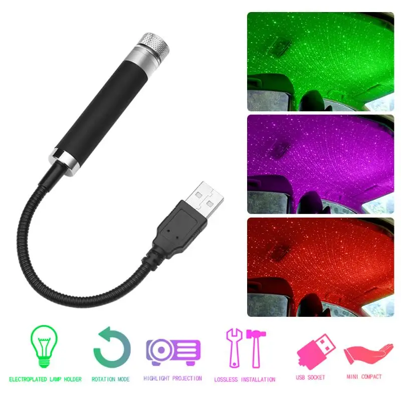 USB автомобильный атмосферный Звездный светильник мини звуковая музыка