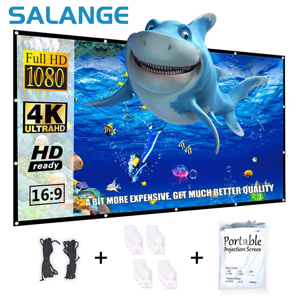 Projector Screen 100 inch 120 inch 150 Portable Foldable for Home Theater Outdoor Indoor Double Side