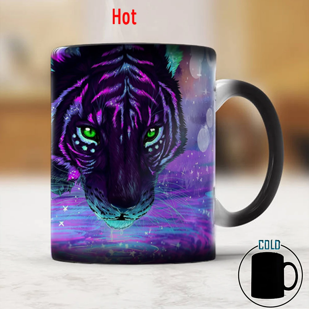 Magic Tiger Coffee tazza cambia colore 350ml tazza da tè in ceramica  sensibile al calore