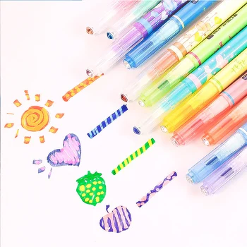 

12pcs/set Magic Highlighter Double-headed Changeable Color Highlighter Marker Pens Kids Novelty Stationery Gifts DIY Graffiti