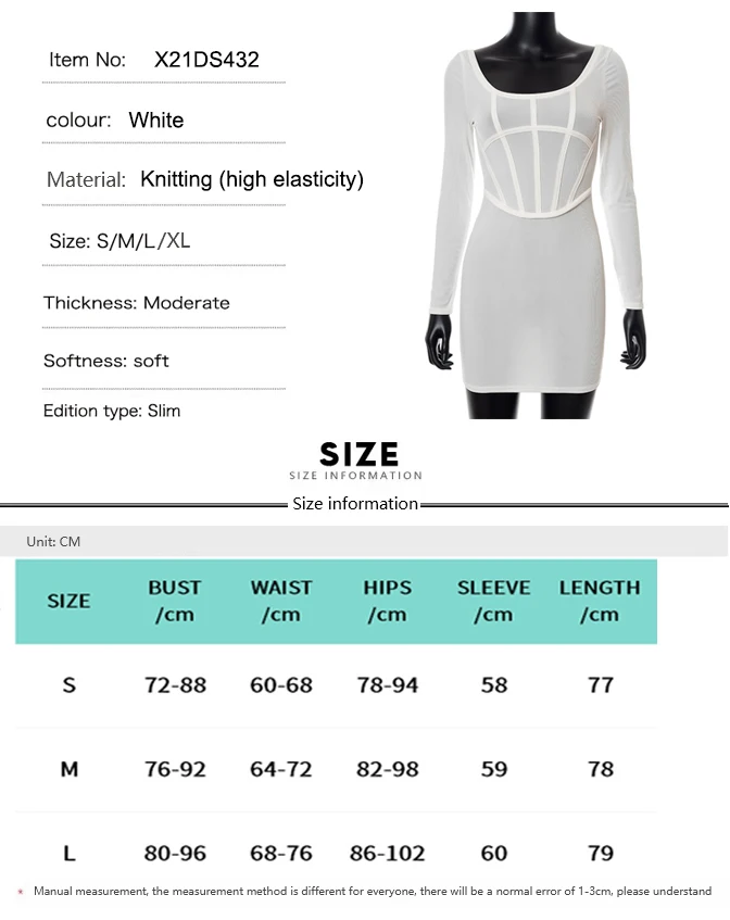 Women's Party Dress Sexy Long Sleeve Dress Fashion All-match White Tight Dress Fashion Corset Design Knitted Dress Mini elegance Women's Party Dress Sexy Long Sleeve Dress Fashion All-match White Tight Dress Fashion Corset Design Knitted Dress Mini elegance
