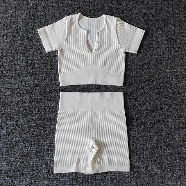 2/4/6PCS Seamless Women Yoga Set Workout Sportswear Fitness Bra Sport Pants Gym Clothing High Waist Leggings Shorts Sports Suits White