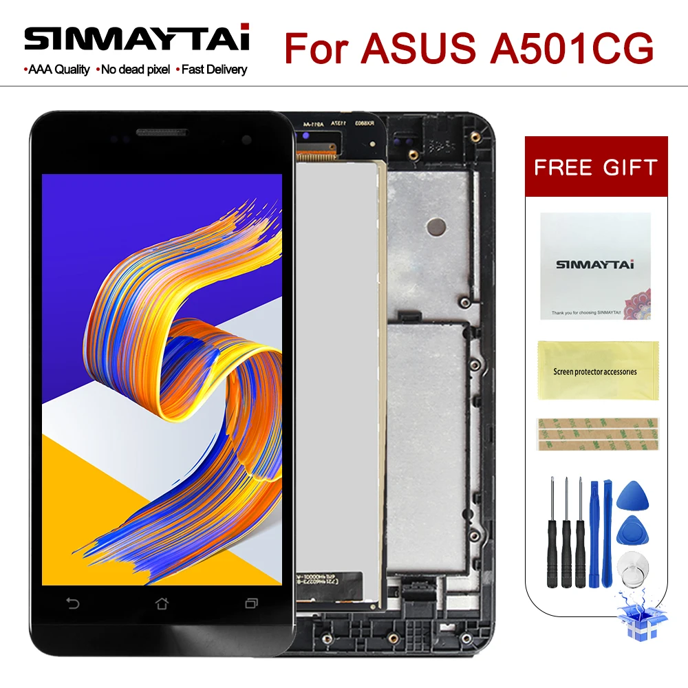 No Dead Pixel 5.0'' Black A501CG Display For ASUS Zenfone 5 LCD Touch Screen A500CG A500KL | Мобильные телефоны и