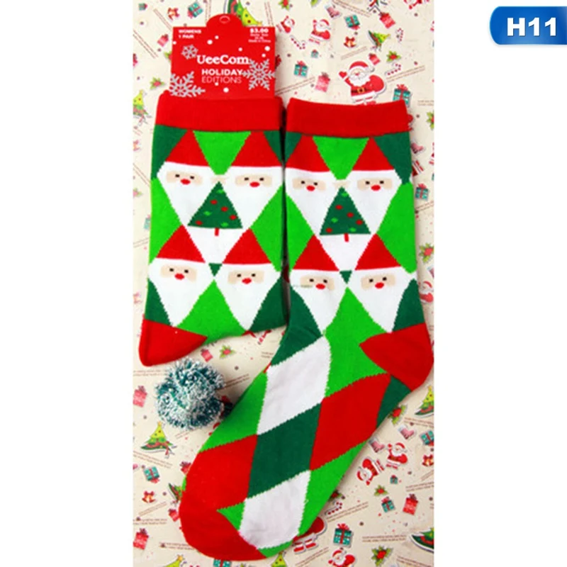 Christmas Tree Snow Elk Gift Cotton Happy Socks PEONFLY New Autumn Winter Christmas Socks Men Funny New Year Santa Claus - Цвет: 11