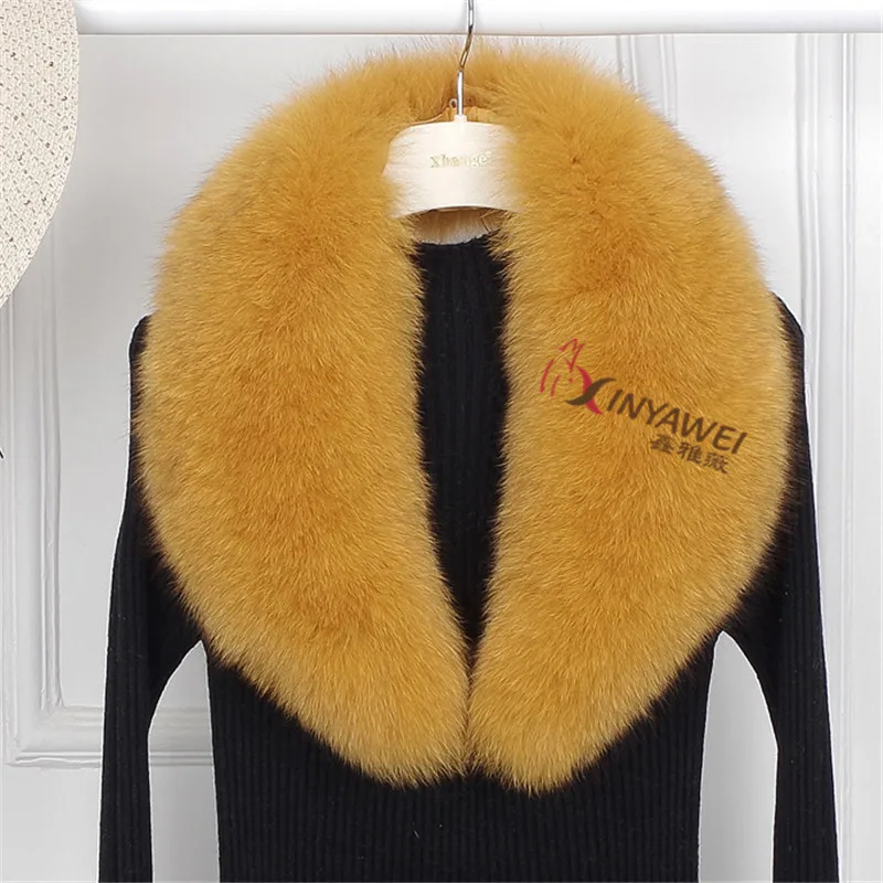 Ginger yellow Новая лисий мех пальто воротник многоцветный шаль меховой воротник Женская мода осень и зима шарфы - Цвет: Ginger yellow