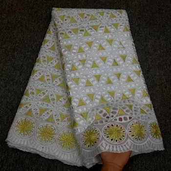 

Whitee African Dry Cotton Lace Fabric 2019 High Quality Embroidery Nigerian Lace with stoens swiss Voile Lace In Switzerland