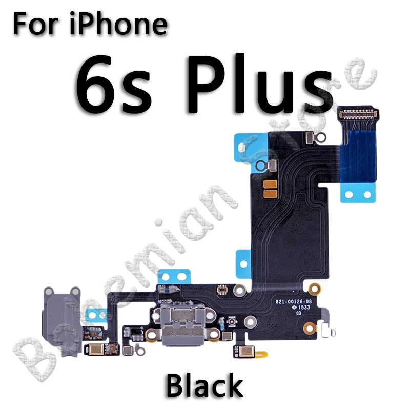 USB зарядное устройство Порт док-станция гибкий кабель для iPhone 6S 6 Plus 5 5S SE док-станция зарядный разъем с микрофоном Мобильный телефон Flex - Цвет: 6s Plus Black