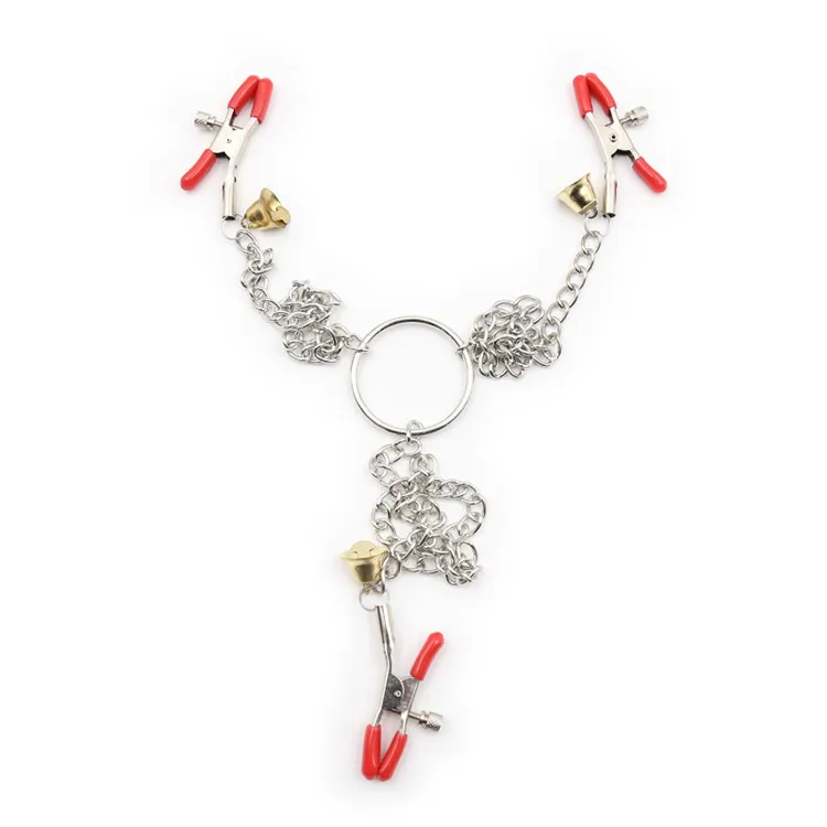 

Manufacturers Direct Selling Adult Products Metal Nipple Clamp Red Bell Swimming Cap Clip Iron Chain Mimi Adult Products