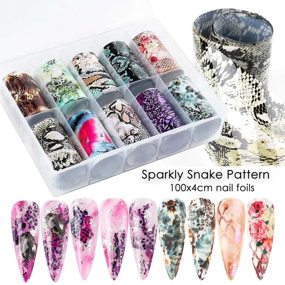 

100*4 NAIL FOILS Star Sticker Snake Skin Animal Pattern Laser Film Nail Star Paper Transfer Paper Art Decoration