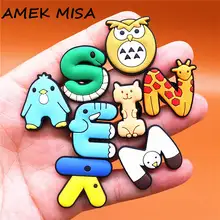 1pcs Novelty Shoe Charm 26 Type Cute Animals Style PVC Letters Shoe Accessories Clogs Decorations fit Croc Jibz Party Kids Gifts