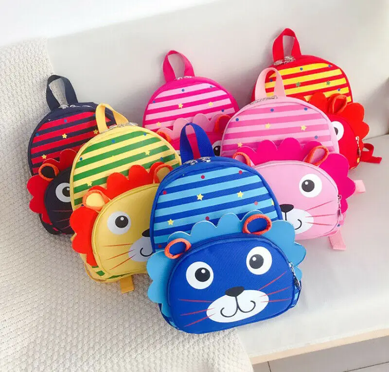 

Toddler Kids Children Boys Girls Kawaii Cartoon 3D Lion Striped Backpack Schoolbag Shoulder Bag Rucksack