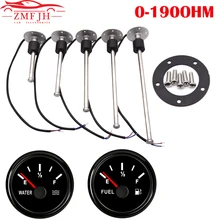Sensor de nivel de combustible impermeable IP67, 0 ~ 190ohm, nivel de agua para barco y coche, indicador de nivel de combustible con calibre de 52mm, 150/200/250/300/350mm