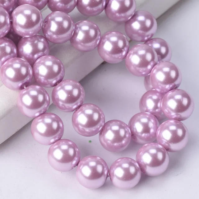 Lot Colors Round Pearl Coated Glass 4mm 6mm 8mm 10mm 12mm 14mm 16mm Loose Spacer Beads for Jewelry Making DIY Crafts Light Purple
