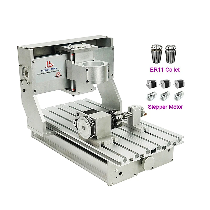 

Assembled 4axis Rotary A axis CNC 3020 Router Frame Kit for mini diy CNC 65mm spindle motor Engraving Milling Machine