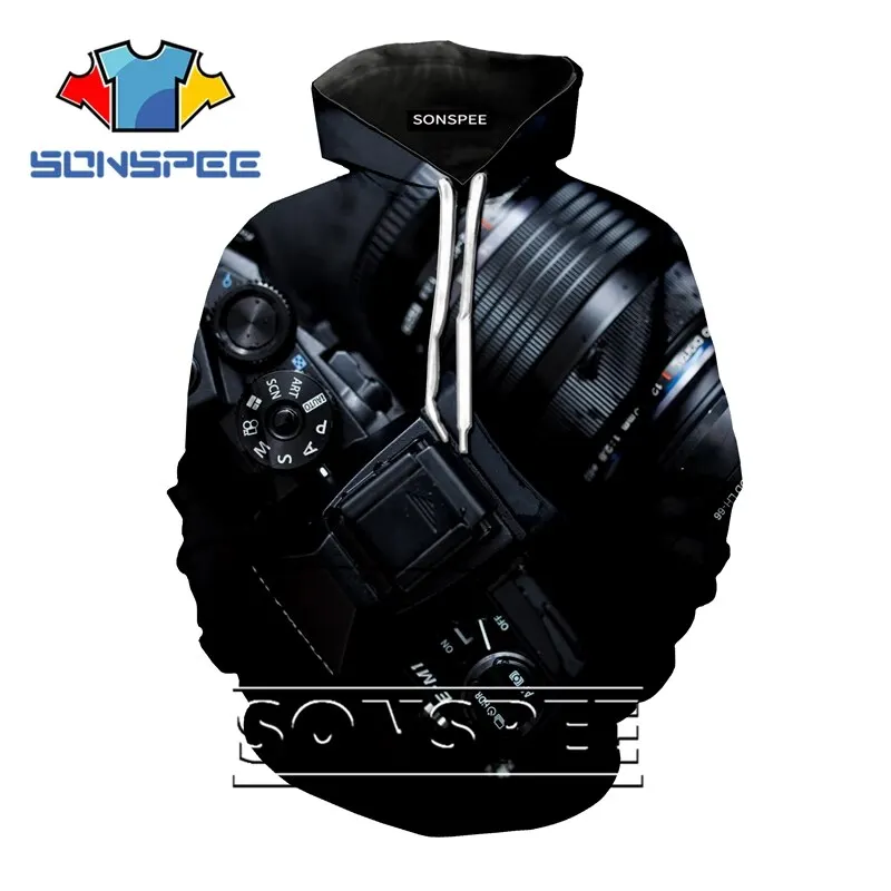 SONSPEE/худи с 3D принтом для мальчиков и девочек-подростков; свитер с изображением фотоаппарата для косплея в стиле хип-хоп; уличная одежда с длинными рукавами в стиле Харадзюку; детская одежда; C180