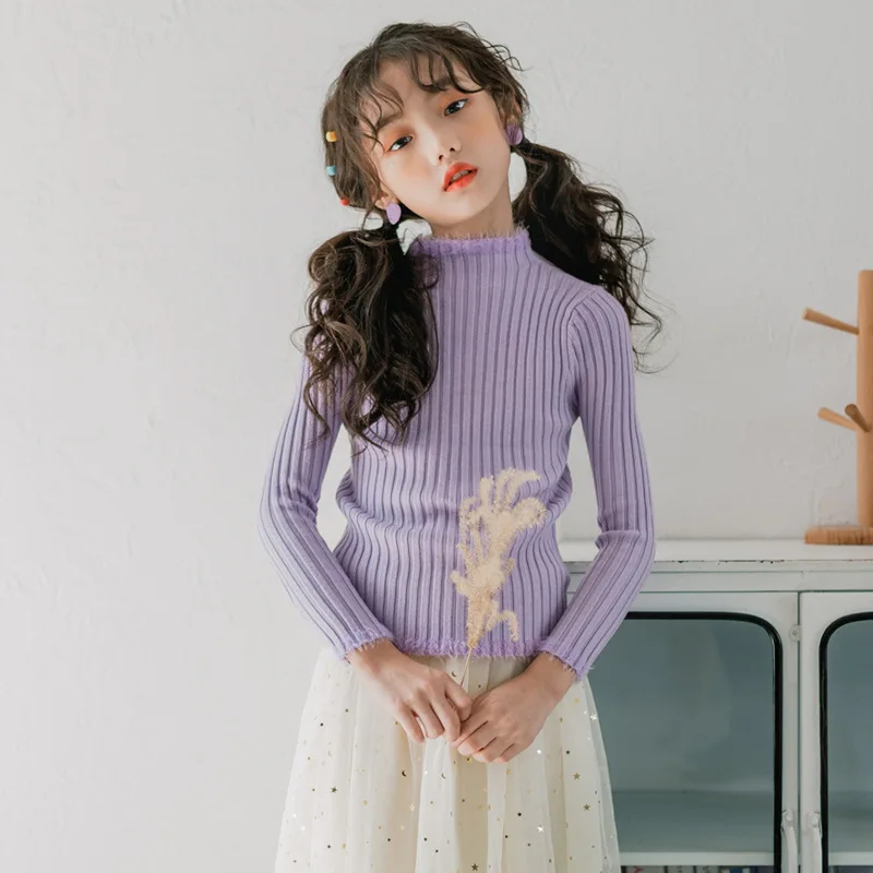 

Autumn and Winter New 2019 Simple Toddler Girl Sweater Solid Color Thicken Kids Basic Shirt Children Top Baby Soft Sweater,#5410